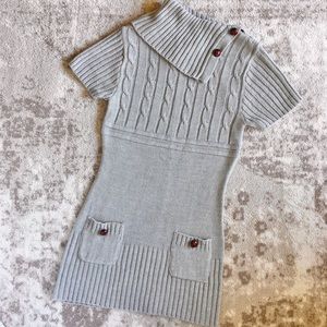 Sweater Dress Gray Short Sleeve Juniors Medium M
